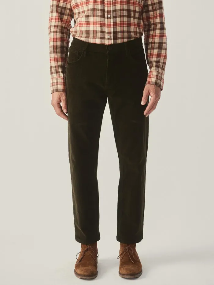 JMcLaughlin Parker 5Pocket Straight Pants In Italian Stretch Cord Moss Men Pants