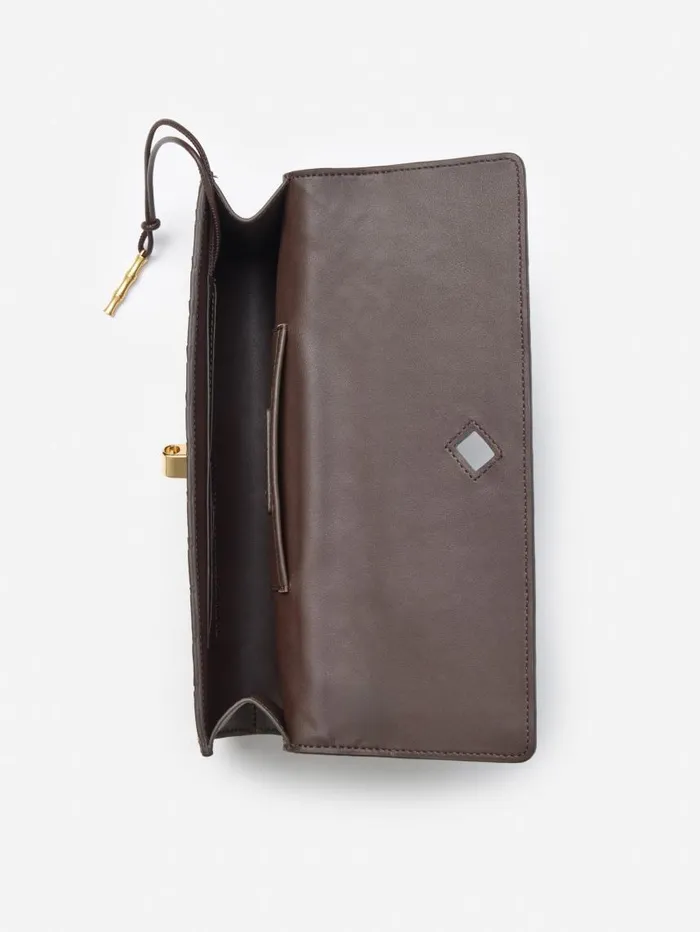 JMcLaughlin Pernille Woven Leather Clutch Dark Brown WomenMen Clutches JMcLaughlin Pernille Woven Leather Clutch Dark Brown WomenMen Clutches