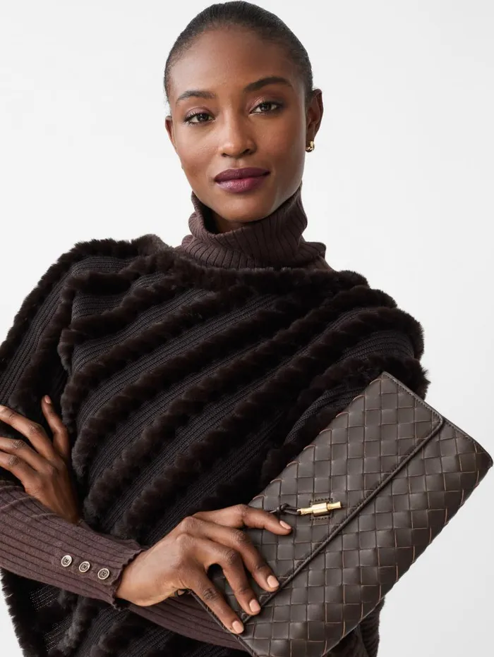 JMcLaughlin Pernille Woven Leather Clutch Dark Brown WomenMen Clutches JMcLaughlin Pernille Woven Leather Clutch Dark Brown WomenMen Clutches