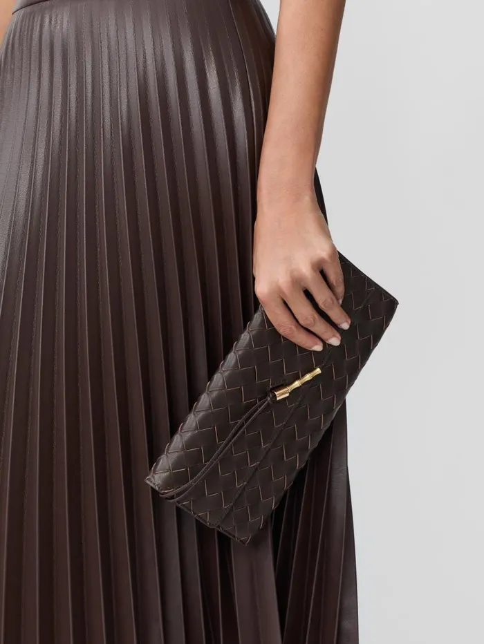 JMcLaughlin Pernille Woven Leather Clutch Dark Brown WomenMen Clutches JMcLaughlin Pernille Woven Leather Clutch Dark Brown WomenMen Clutches