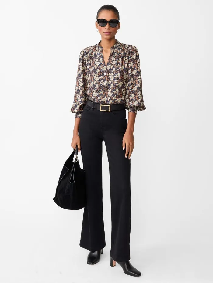 JMcLaughlin Rashell Blouse In Bird Story Charcoalcamel Women Shirts and Tops JMcLaughlin Rashell Blouse In Bird Story Charcoalcamel Women Shirts and Tops