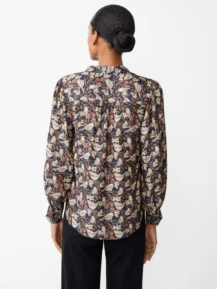 JMcLaughlin Rashell Blouse In Bird Story Charcoalcamel Women Shirts and Tops JMcLaughlin Rashell Blouse In Bird Story Charcoalcamel Women Shirts and Tops