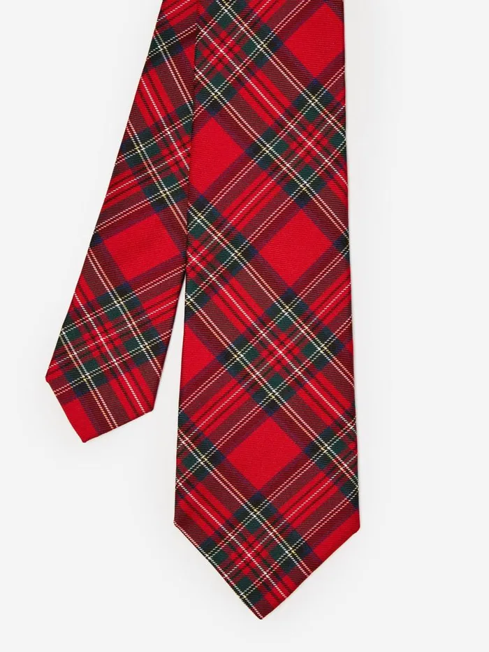 JMcLaughlin Silk Tie In Plaid Red Multi Men Ties