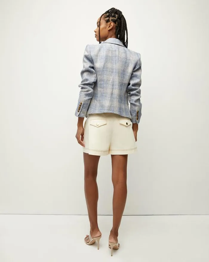 Jackets and Outerwear ShopJackets Veronica Beard Hosanna Plaid Linen Dickey Jacket Blue Multi