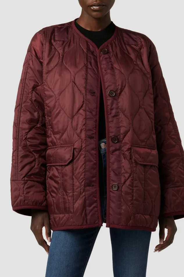 Jackets and Outerwear Women Hudson Jeans Oversized Quilted Jacket Merlot