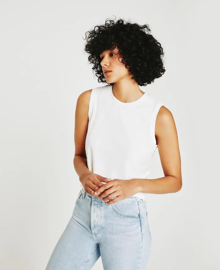 Jagger Muscle Tank Ivory Dust Women AG Jeans Tees and Tanks Jagger Muscle Tank Ivory Dust Women AG Jeans Tees and Tanks