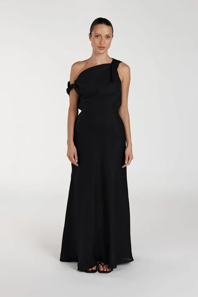 JOELLE BLACK LINEN MIDI DRESS Women DISSH Midi Dresses