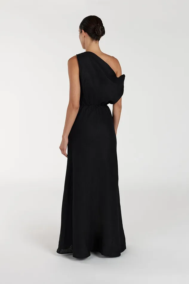 JOELLE BLACK LINEN MIDI DRESS Women DISSH Midi Dresses