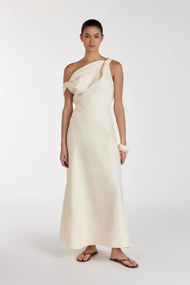 JOELLE CREAM LINEN MIDI DRESS Women DISSH Midi Dresses