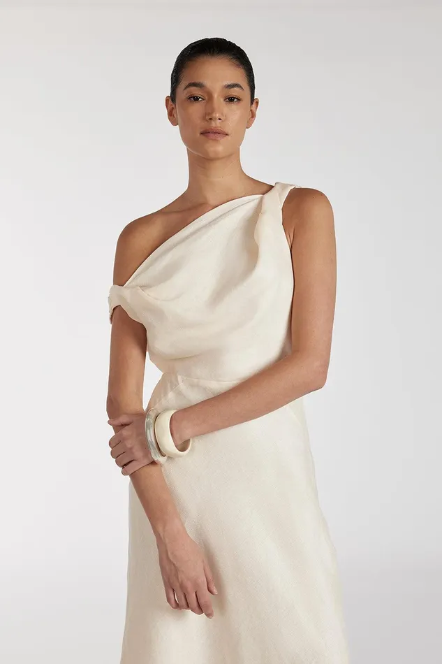JOELLE CREAM LINEN MIDI DRESS Women DISSH Midi Dresses
