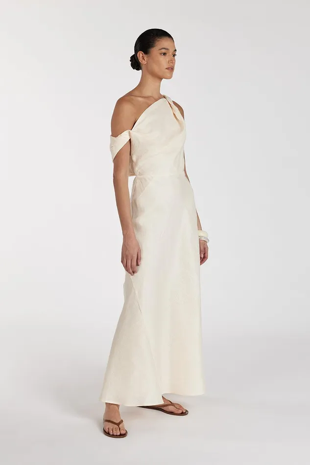 JOELLE CREAM LINEN MIDI DRESS Women DISSH Midi Dresses