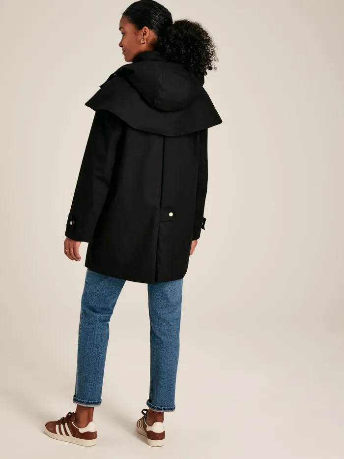 Joules Coats and Jackets Black Waterproof Hooded Raincoat With Cape 8211 Women