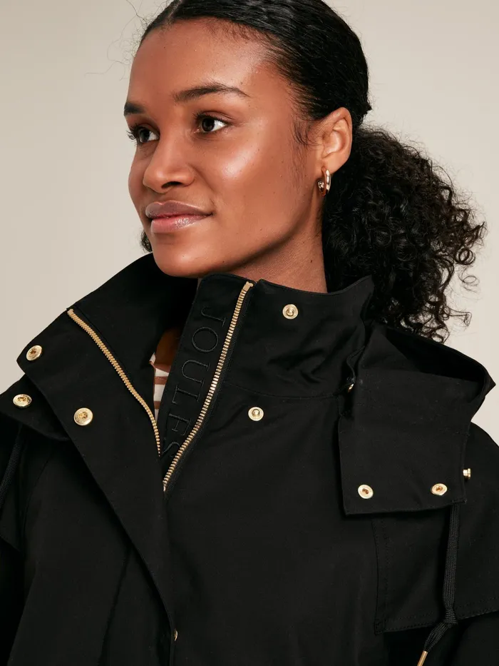 Joules Coats and Jackets Black Waterproof Hooded Raincoat With Cape 8211 Women