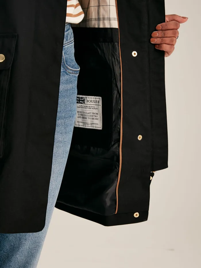 Joules Coats and Jackets Black Waterproof Hooded Raincoat With Cape 8211 Women