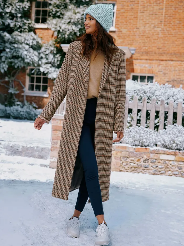 Joules Coats and Jackets Check Wool Blend Coat 8211 Women