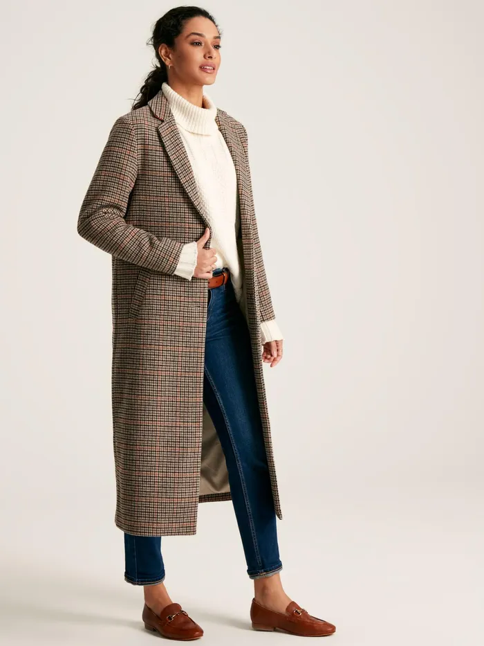 Joules Coats and Jackets Check Wool Blend Coat 8211 Women
