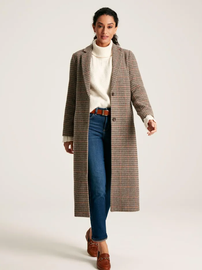 Joules Coats and Jackets Check Wool Blend Coat 8211 Women