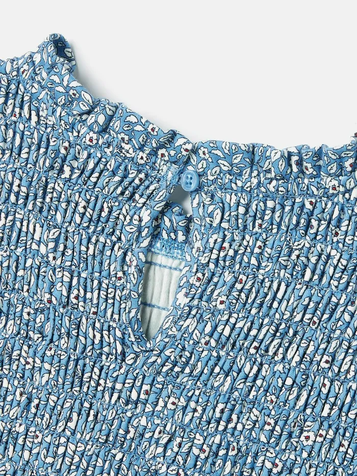 Joules Dresses Blue Shirred Printed Dress 8211 Girls