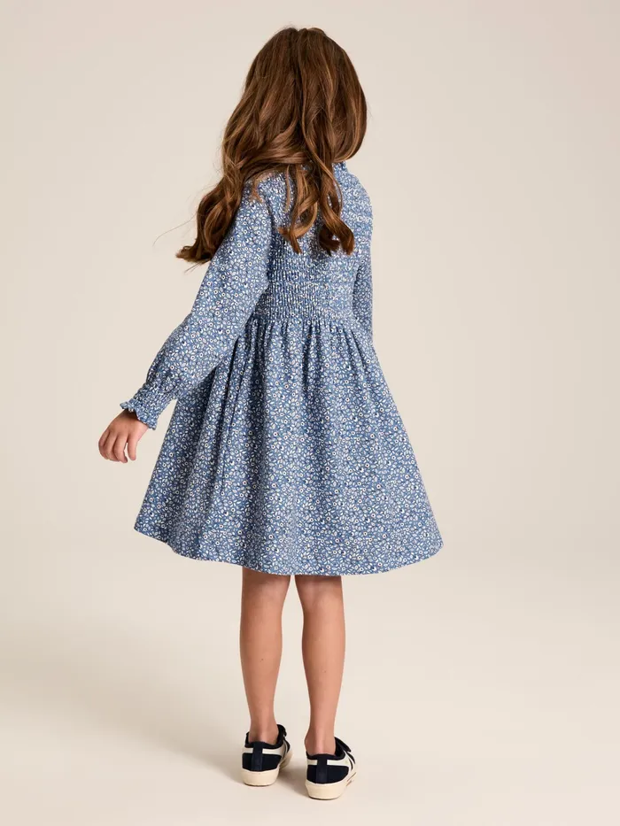 Joules Dresses Blue Shirred Printed Dress 8211 Girls