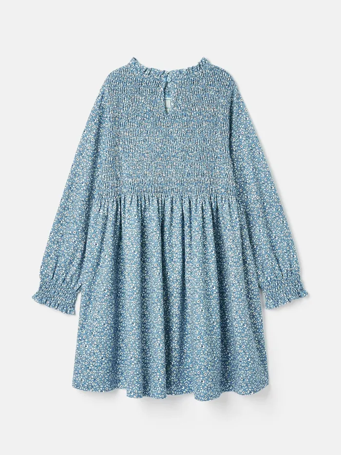 Joules Dresses Blue Shirred Printed Dress 8211 Girls
