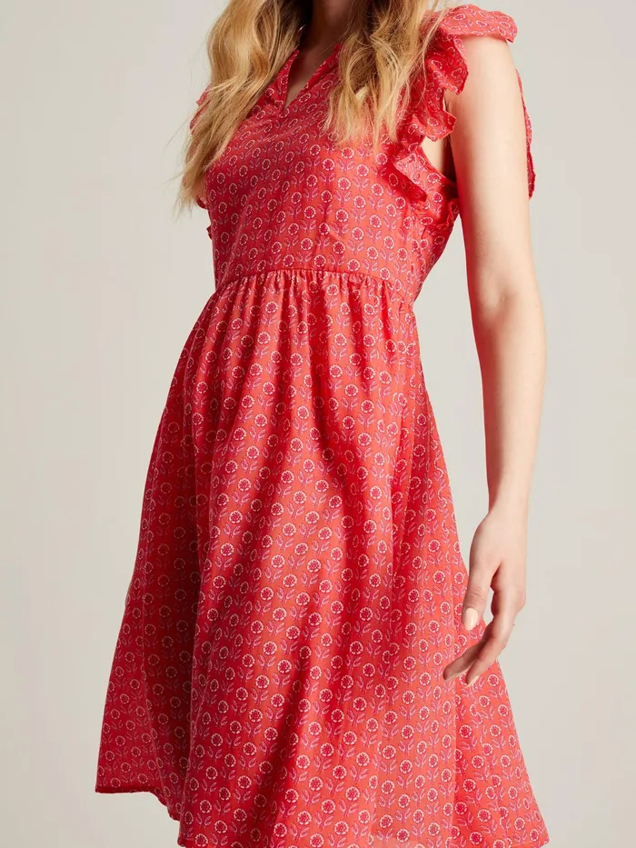 Joules Dresses Pink Faith Frill Short Dress 8211 Women