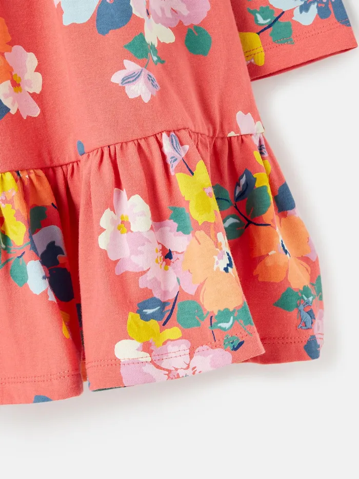Joules Dresses Pink Long Sleeve Jersey Tiered Dress 8211 Girls