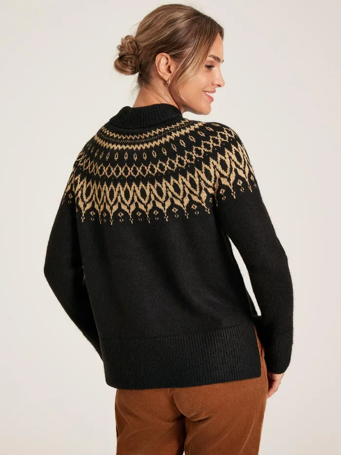 Joules Knitwear Black Fair Isle Jumper 8211 Women