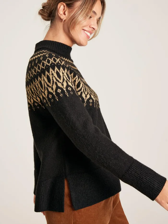 Joules Knitwear Black Fair Isle Jumper 8211 Women