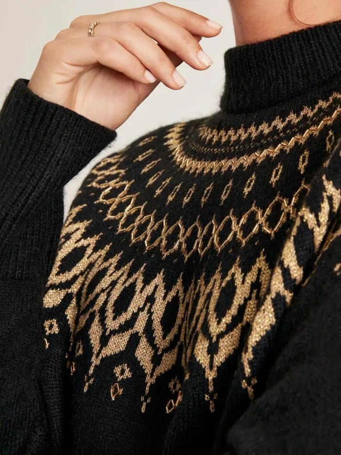 Joules Knitwear Black Fair Isle Jumper 8211 Women