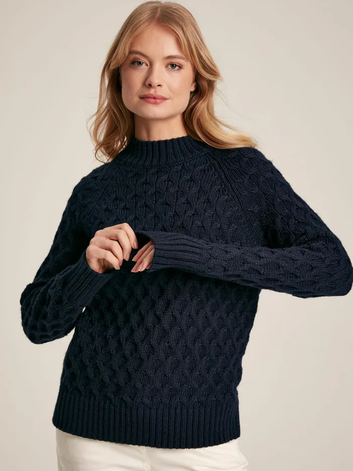 Joules Knitwear Navy Honeycomb Stitch Jumper 8211 Women