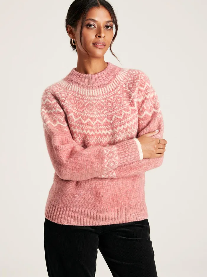 Joules Knitwear Pink Fair Isle Jumper 8211 Women