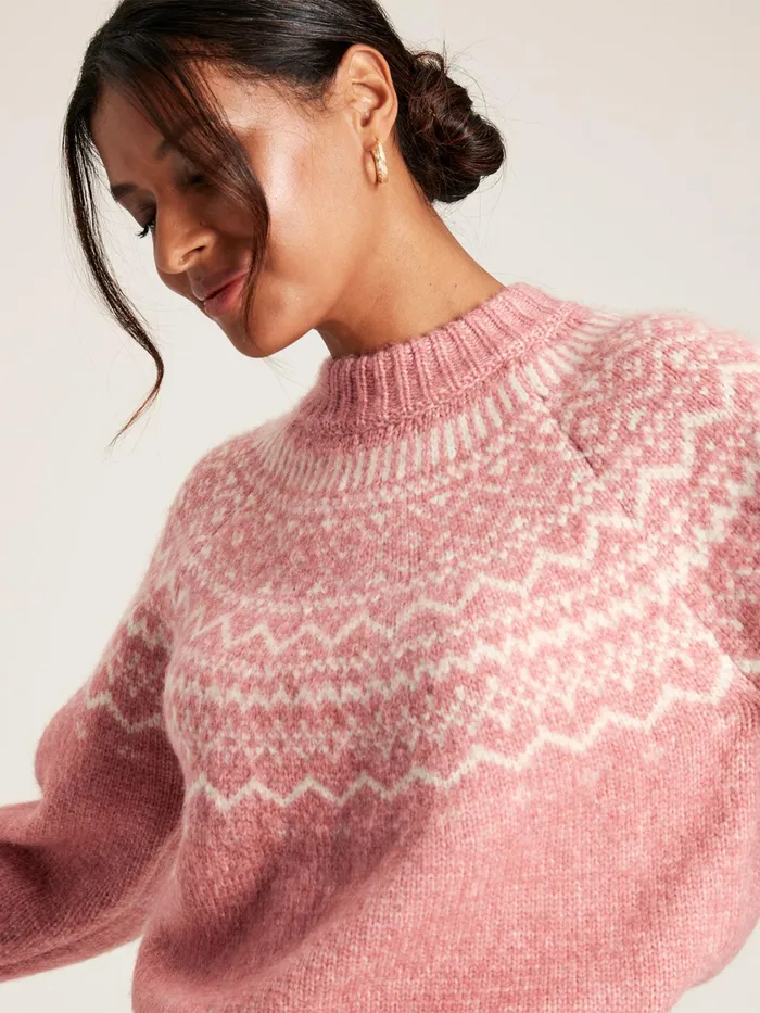 Joules Knitwear Pink Fair Isle Jumper 8211 Women