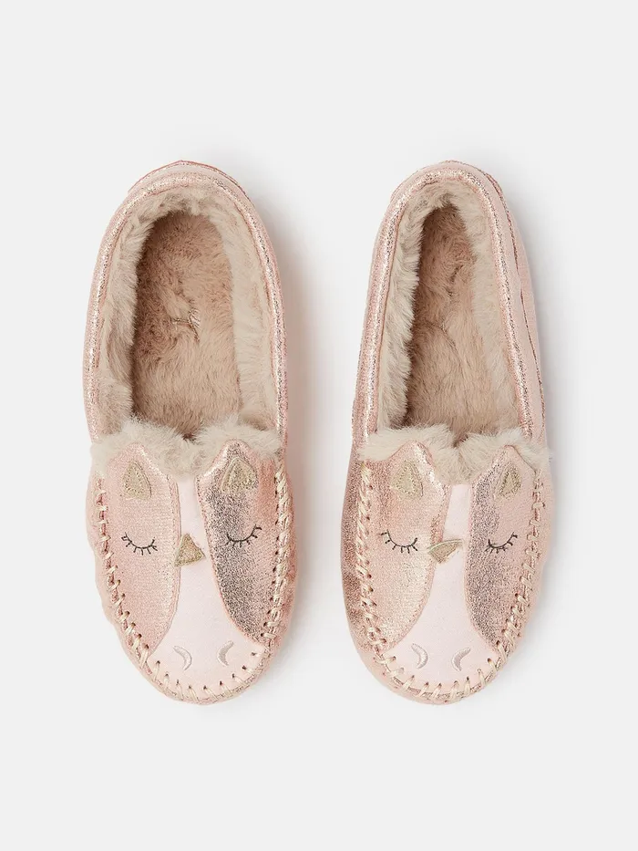 Joules Nightwear Pink Unicorn Slippers 8211 Girls