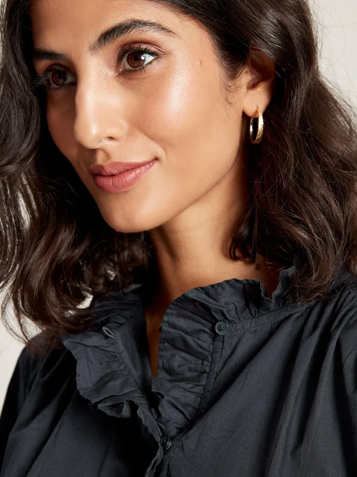 Joules Shirts and Blouses Navy Cotton Ruffle Blouse 8211 Women