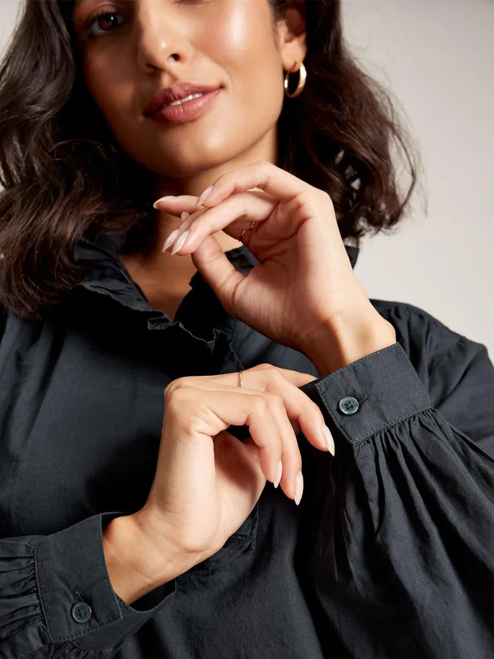 Joules Shirts and Blouses Navy Cotton Ruffle Blouse 8211 Women