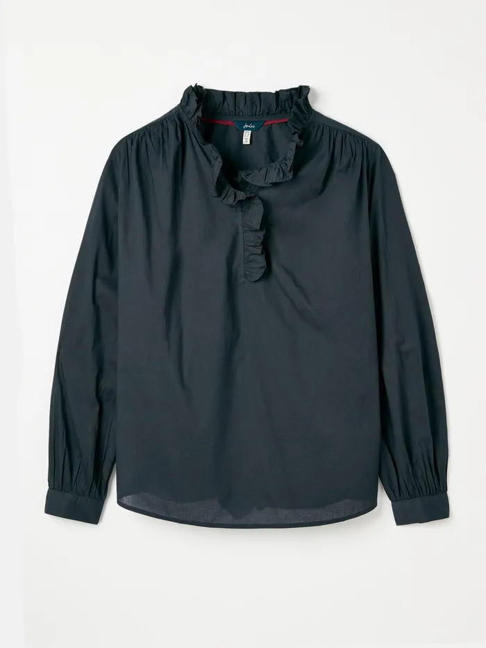 Joules Shirts and Blouses Navy Cotton Ruffle Blouse 8211 Women