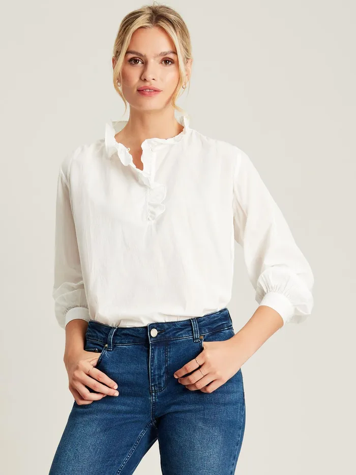 Joules Shirts and Blouses White Frill Blouse 8211 Women