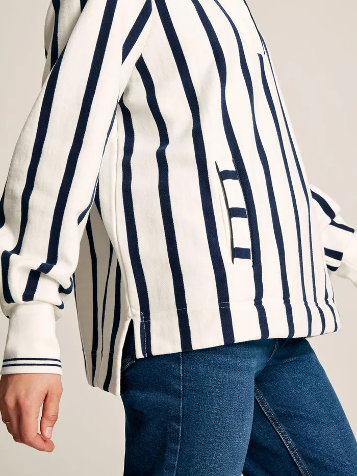 Joules Sweatshirts and Hoodies CreamNavy Quarter Zip Funnel Neck Sweatshirt 8211 Women