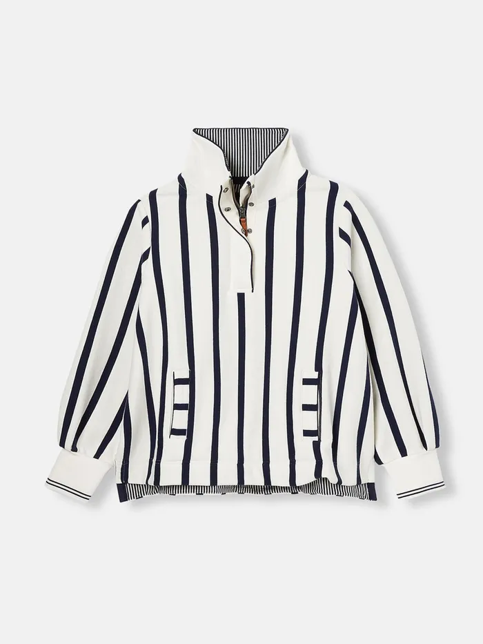 Joules Sweatshirts and Hoodies CreamNavy Quarter Zip Funnel Neck Sweatshirt 8211 Women