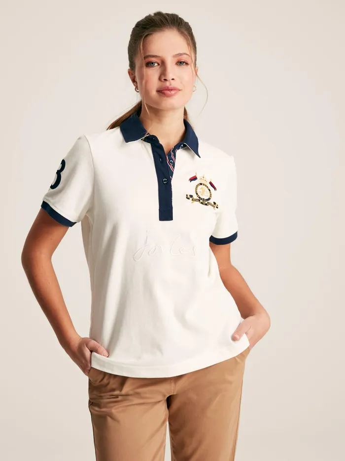 Joules Tops Cream Short Sleeve Cotton Polo Shirt 8211 Women