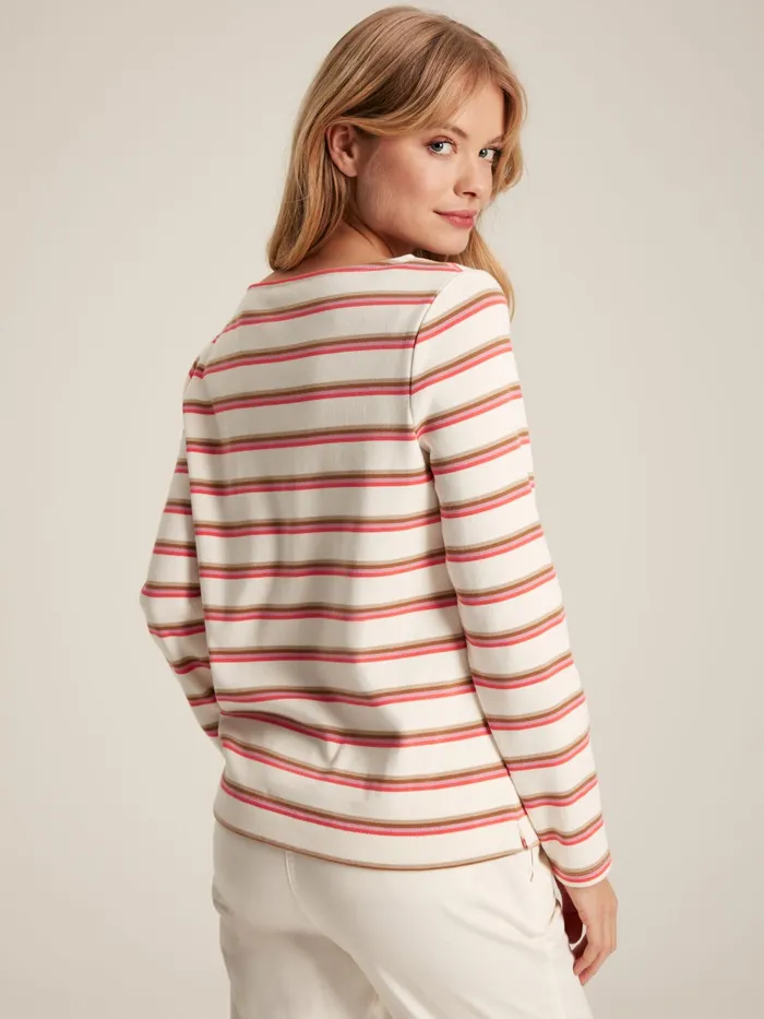Joules Tops Pink Tan Stripe Boat Neck Breton Top 8211 Women