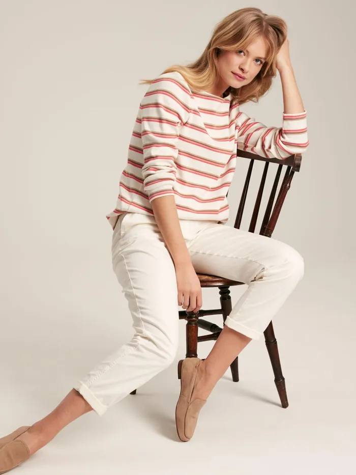 Joules Tops Pink Tan Stripe Boat Neck Breton Top 8211 Women