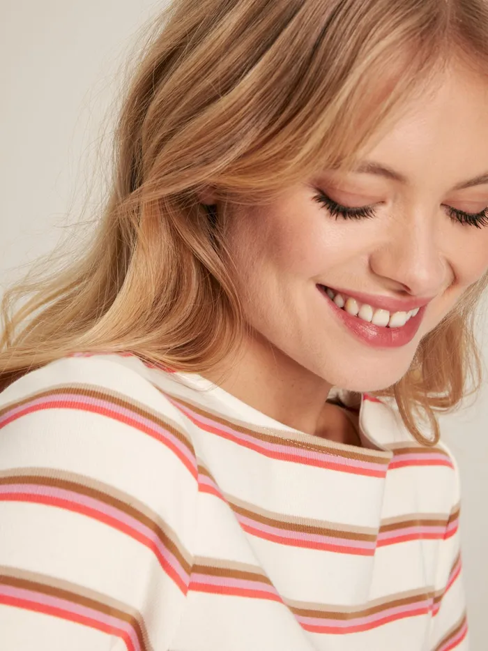 Joules Tops Pink Tan Stripe Boat Neck Breton Top 8211 Women