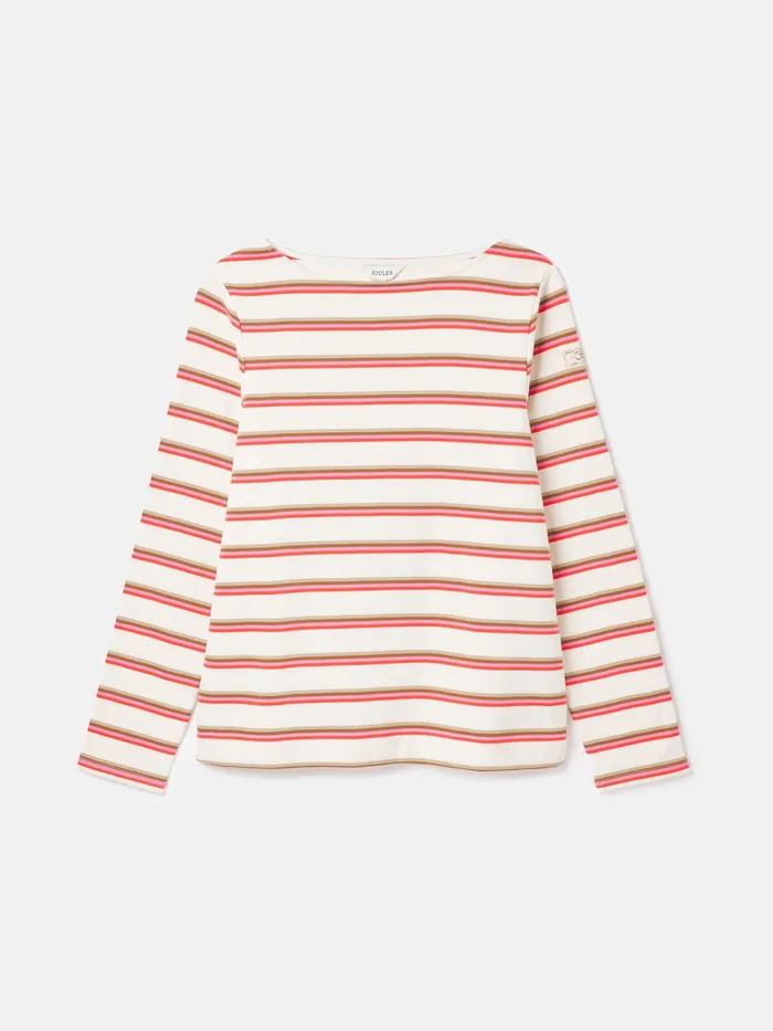 Joules Tops Pink Tan Stripe Boat Neck Breton Top 8211 Women