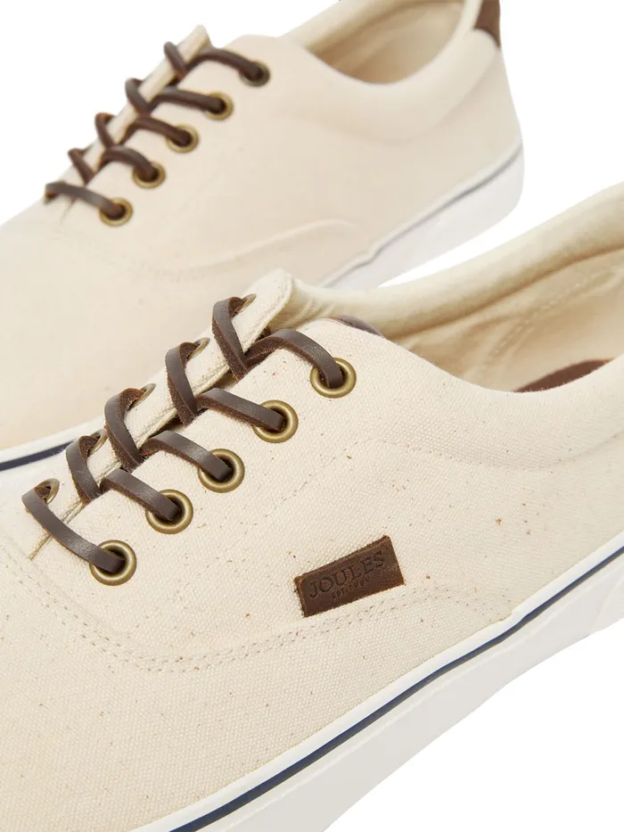 Joules Trainers White Deck Cupsole Canvas Shoes 8211 Men