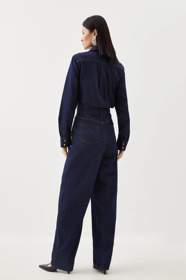 Jumpsuits Women Karen Millen Denim Long Sleeve Jumpsuit Indigo