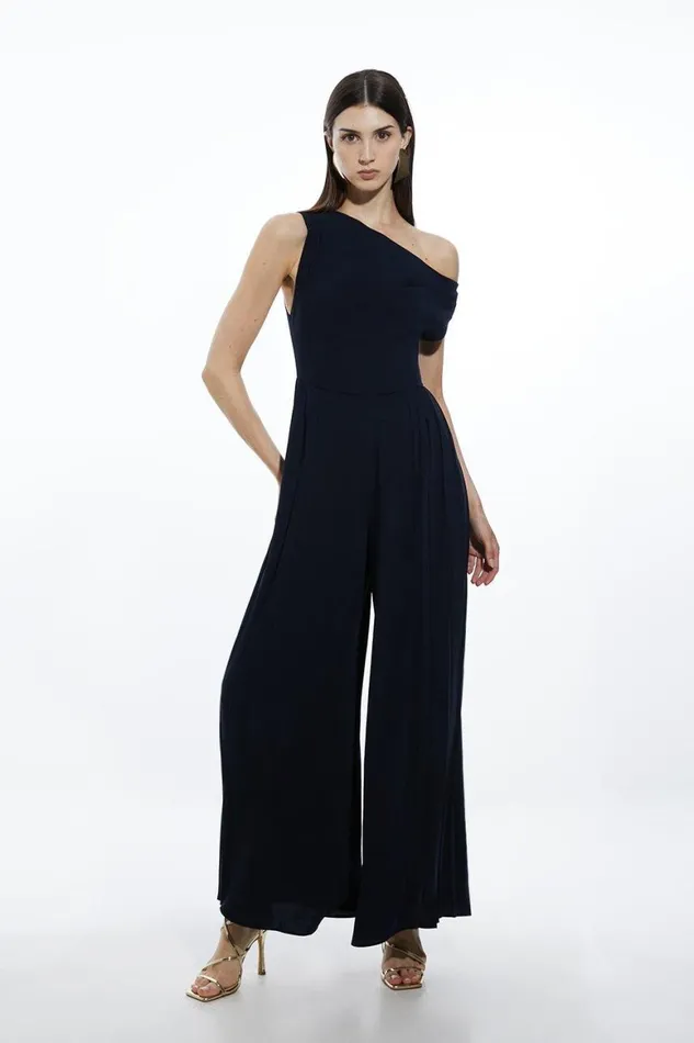 Jumpsuits Women Karen Millen Structured Crepe Drop Shoulder Pleated Panel Jumpsuit Navy Jumpsuits Women Karen Millen Structured Crepe Drop Shoulder Pleated Panel Jumpsuit Navy