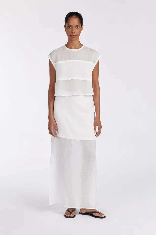 KAI WHITE RAMIE PANELLED TOP Women DISSH White Tops