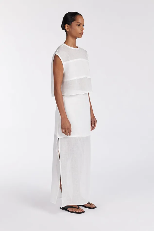KAI WHITE RAMIE PANELLED TOP Women DISSH White Tops