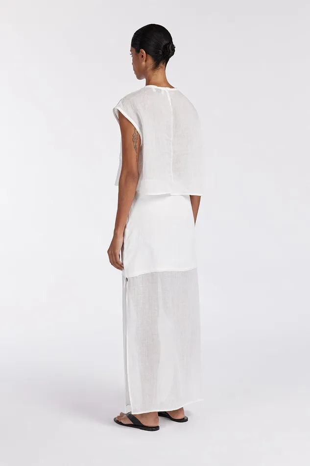 KAI WHITE RAMIE PANELLED TOP Women DISSH White Tops